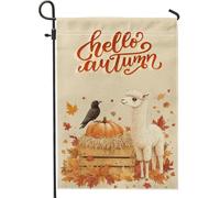 Drapeaux de jardin en alpaga 30,5 x 45,7 cm double face pour décoration extérieure, drapeau d'automne vintage citrouille corbeau en toile pour maison, ferme, extérieur, petit drapeau de pelouse