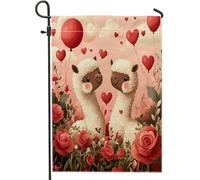 Drapeaux de jardin en alpaga pour la Saint-Valentin, 30,5 x 45,7 cm, double face pour décoration extérieure, motif de couple d'animaux mignons pour les enfants, drapeau de maison, amant, petit drapeau