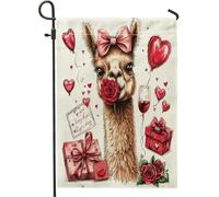 Drapeaux de jardin en alpaga pour la Saint-Valentin - 30,5 x 45,7 cm - Double face pour l'extérieur - Motif animal de ferme vintage - Drapeau de maison en toile standard - Drapeau rétro pour amant