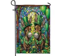 Drapeaux de jardin en forme d'âne de la Saint-Patrick, 30,5 x 45,7 cm, double face pour décoration extérieure, drapeau en toile en verre teinté pour extérieur, petit drapeau de pelouse