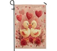Drapeaux de jardin en forme de canard pour la Saint-Valentin, 30,5 x 45,7 cm, double face pour décoration extérieure, motif de couple d'animal mignon pour enfants, drapeau de maison, amant, petit