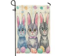 Drapeaux de jardin en forme de chat bleu russe pour printemps, Pâques, 30,5 x 45,7 cm, double face pour l'extérieur, œufs mignons et amusants, chaton, drapeaux verticaux standard en toile pour maison
