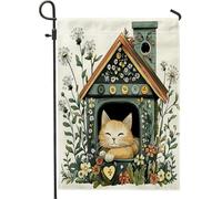 Drapeaux de jardin en forme de chat de printemps Ragdoll - 30,5 x 45,7 cm - Double face pour décoration extérieure, maison de chaton - Drapeau en toile pour animal domestique mignon - Petit drapeau de