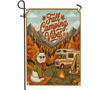 Drapeaux de jardin en forme de chat persan d'automne 30,5 x 45,7 cm pour extérieur, forêt d'automne pour camping-car, camping, drapeaux verticaux standard en lin, tente, feu de camp, décoration