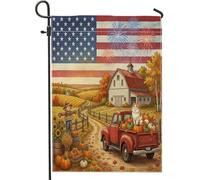 Drapeaux de jardin en forme de chat persan d'automne 30,5 x 45,7 cm pour l'extérieur, ferme d'automne, camion de grange, drapeau vertical standard en lin, imprimé récolte de campagne pour avant, cour