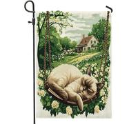 Drapeaux de jardin en forme de chat siamois printanier, 30,5 x 45,7 cm, double face pour extérieur, balançoire de ferme, motif chaton, drapeau de maison en toile standard, drapeau amusant pour animal