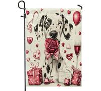 Drapeaux de jardin en forme de chien dalmatien pour la Saint-Valentin, 30,5 x 45,7 cm, double face pour décoration extérieure, drapeau vintage amusant en toile pour jardin, amant, petit drapeau de