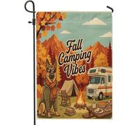 Drapeaux de jardin en forme de chien de berger allemand d'automne - 30,5 x 45,7 cm - Double face pour décoration extérieure, forêt d'automne - Camping - Toile de maison, tente, feu de camp, petit