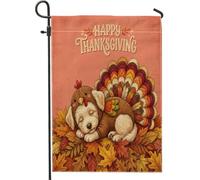 Drapeaux de jardin en forme de chien labradoodle pour l'automne, Thanksgiving, 30,5 x 45,7 cm, double face pour l'extérieur, la Turquie et l'automne, drapeaux verticaux standard en toile pour maison