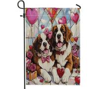Drapeaux de jardin en forme de chien Saint-Bernard de Saint Bernard - 30,5 x 45,7 cm - Double face pour décoration extérieure - Pour couple - Petit drapeau de pelouse