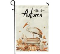 Drapeaux de jardin en forme de cigognes d'automne - 30,5 x 45,7 cm - Double face pour l'extérieur, livres d'automne, bougies, pelouses, drapeaux, feuilles d'érable, arrière-cour, petite maison
