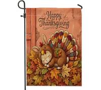 Drapeaux de jardin en forme de lapin pour l'automne, Thanksgiving, 30,5 x 45,7 cm, double face pour l'extérieur, le plaisir de l'automne, la Turquie, les drapeaux verticaux standard en toile pour