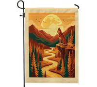 Drapeaux de jardin en forme de loup d'automne - 30,5 x 45,7 cm - Double face pour décoration extérieure - Nature automnale - Falaise - En toile - Pour maison, faune et forêt - Pour l'extérieur - Petit