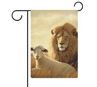 Drapeaux de jardin en forme de mouton lion 30,5 x 45,7 cm, drapeau extérieur double face, drapeau de cour d'été, drapeau floral de bienvenue, drapeaux de jardin, décorations saisonnières de cour de