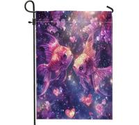 Drapeaux de jardin en forme de poisson doré pour la Saint-Valentin, 30,5 x 45,7 cm, double face pour décoration extérieure, océan, mer, cœur, cœur, maison, couple, amoureux, extérieur, petit drapeau