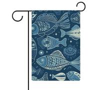 Drapeaux de jardin en forme de poisson et de coquillages - 30,5 x 45,7 cm - Drapeau extérieur double face - Drapeau de cour d'été - Drapeau floral de bienvenue - Décorations de jardin saisonnières