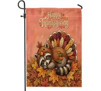 Drapeaux de jardin en forme de raton laveur - 30,5 x 45,7 cm - Double face pour l'extérieur - Amusant pour l'automne - Drapeaux verticaux standard en toile de Turquie - Drapeaux de maison pour les