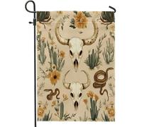 Drapeaux de jardin en forme de tête de mort de vache occidentale 30,5 x 45,7 cm double face pour décoration extérieure, drapeau vintage sans couture en toile de cour sud-ouest, drapeau de maison