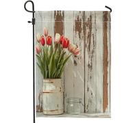 Drapeaux de jardin en forme de tulipe printanière, 30,5 x 45,7 cm, double face pour décoration extérieure, motif floral rustique, drapeau de maison, petit drapeau de pelouse