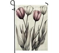Drapeaux de jardin en forme de tulipe printanière, 30,5 x 45,7 cm, double face pour décoration extérieure, motif floral simple et mignon, drapeau de maison, petit drapeau botanique d'extérieur