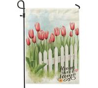 Drapeaux de jardin en forme de tulipes printanières de 30,5 x 45,7 cm pour extérieur, clôture de ferme, drapeau vertical standard en lin pour maison, ferme, jardin, pelouse, décoration extérieure