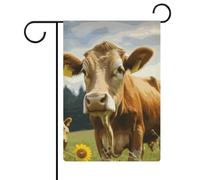 Drapeaux de jardin en forme de vache marron - 30,5 x 45,7 cm - Drapeau extérieur double face - Drapeau de cour d'été - Drapeau floral de bienvenue - Décorations de jardin saisonnières