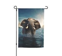 Drapeaux de jardin en forme d'éléphant africain pour l'extérieur - 30,5 x 45,7 cm - Drapeau de jardin saisonnier double face avec œillets - Drapeau d'extérieur pour décoration de maison - Toile de