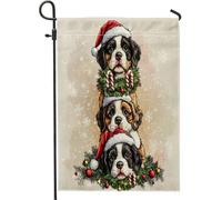 Drapeaux de jardin en lin standard avec motif aquarelle de Noël Saint-Bernard, 30,5 x 45,7 cm pour extérieur, jardin, pelouse, décoration extérieure