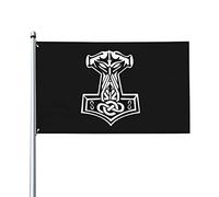 Drapeaux De Jardin En Odin Nous Croyons Vikings Marteau Mjolnir Nordique Bannière Jardins Durable Bannières Extérieure Résistant Drapeau Fierté Pour Célébrations Défilé Festivals 90X152CM