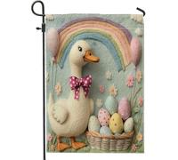 Drapeaux de jardin en oie de printemps de Pâques 30,5 x 45,7 cm double face pour l'extérieur, style feutrine de laine, œufs de volaille, drapeaux d'extérieur en toile standard, ferme de campagne