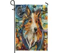 Drapeaux de jardin en papier pour chien de berger Shetland, 30,5 x 45,7 cm pour extérieur, drapeau vertical standard en lin pour maison, chiot, cour, pelouse, décoration extérieure