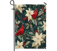 Drapeaux de jardin en poinsettia « Merry Christmas » - 30,5 x 45,7 cm - Double face pour l'extérieur, la décoration de la pelouse, de Noël bizarre et cardinal