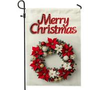 Drapeaux de jardin en poinsettia Merry Christmas de 30,5 x 45,7 cm pour l'extérieur, jolies boules de Noël verticales standard, drapeaux verticaux en lin, vacances, Nouvel An, cour, cour, pelouse