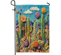 Drapeaux de jardin en relief 3D en forme de cactus occidental, 30,5 x 45,7 cm, double face pour extérieur, paysages tropicaux standard, drapeaux de pelouse, plantes succulentes, arrière-cour, petite