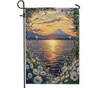 Drapeaux de jardin en toile de jute à motif de camomille printanière, 30,5 x 45,7 cm, double face pour extérieur, scène florale, mer, montagne, petits drapeaux de pelouse, drapeaux floraux pour maison