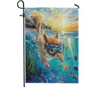 Drapeaux de jardin en toile de jute avec écureuil - 30,5 x 45,7 cm - Double face pour extérieur, plage, océan, petite maison, porche, pelouse, drapeaux