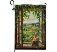Drapeaux de jardin en toile de jute avec pommes de ferme, 30,5 x 45,7 cm, double face pour extérieur, fenêtre de campagne, panier de fruits, petits drapeaux de maison, plantes, porche, pelouse