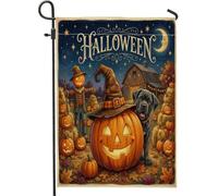 Drapeaux de jardin en toile de jute pour Halloween Cane Corso - 30,5 x 45,7 cm - Double face pour extérieur, ferme de vacances, petite maison, citrouilles, porche, pelouse