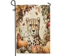 Drapeaux de jardin en toile de jute pour la récolte d'automne - 30,5 x 45,7 cm - Double face pour extérieur, citrouilles d'automne et feuilles de citrouilles - Drapeaux de petite maison, guépard
