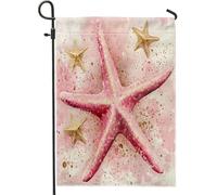 Drapeaux de jardin en toile de mer côtière de plage, 30,5 x 45,7 cm, double face pour décoration extérieure, jolies étoiles de mer pour enfants, petits drapeaux de maison, drapeaux nautiques en toile