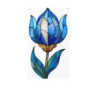 Drapeaux de jardin en verre teinté avec œillets pour décoration d'intérieur ou d'extérieur Bleu 91 x 152 cm