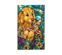 Drapeaux de jardin en verre teinté doré avec œillets pour décoration d'intérieur ou d'extérieur 91 x 152 cm