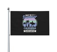 Drapeaux De Jardin Enjoy The Summer California Super Surfer Drapeau Fierté Couleurs Vives Drapeaus Décoratif Résistant Bannière Jardins Pour Festivals Défilé Balcon 90X152CM