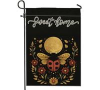 Drapeaux de jardin esthétiques d'automne en forme de coccinelle 30,5 x 45,7 cm double face pour l'extérieur, motif jardin vintage d'automne standard, drapeau de maison en toile standard, drapeau rétro