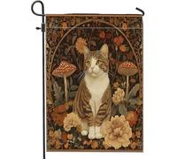 Drapeaux de jardin esthétiques d'automne pour chat - 30,5 x 45,7 cm - Double face pour décoration extérieure - Fleurs sauvages vintage d'automne - Drapeau de maison - Drapeau de maison - Petit drapeau