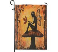 Drapeaux de jardin esthétiques en forme de champignon d'automne - 30,5 x 45,7 cm - Double face pour décoration extérieure - Motif paysage rétro d'automne - Drapeau de maison, Thanksgiving - Petit