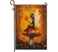 Drapeaux de jardin esthétiques en forme de champignon d'automne - 30,5 x 45,7 cm - Double face pour l'extérieur, motif feuille d'érable vintage d'automne - Drapeaux de maison en toile standard pour la