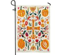 Drapeaux de jardin esthétiques en forme de croix d'automne - 30,5 x 45,7 cm - Double face pour l'extérieur - Motif rétro automne Thanksgiving - Drapeaux de maison en toile standard - Happy Holiday