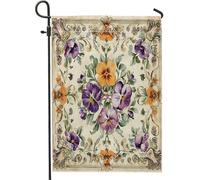 Drapeaux de jardin esthétiques en forme de pensée - 30,5 x 45,7 cm - Double face pour décoration extérieure - Motif floral rétro - Pour maison, jardin - Style victorien - Petit drapeau de pelouse