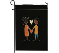 Drapeaux de jardin esthétiques pour la Saint-Valentin, 30,5 x 45,7 cm, double face pour l'extérieur, couple afro-américain, motif de mariage standard, drapeau de maison, amant d'amour, cour, cour